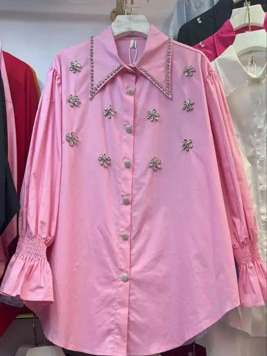 Diamonds Embroidery Cotton shirt - Shellss
