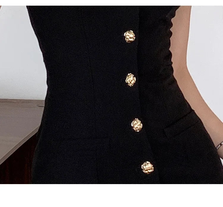 Halter Neck Buttoned Mini