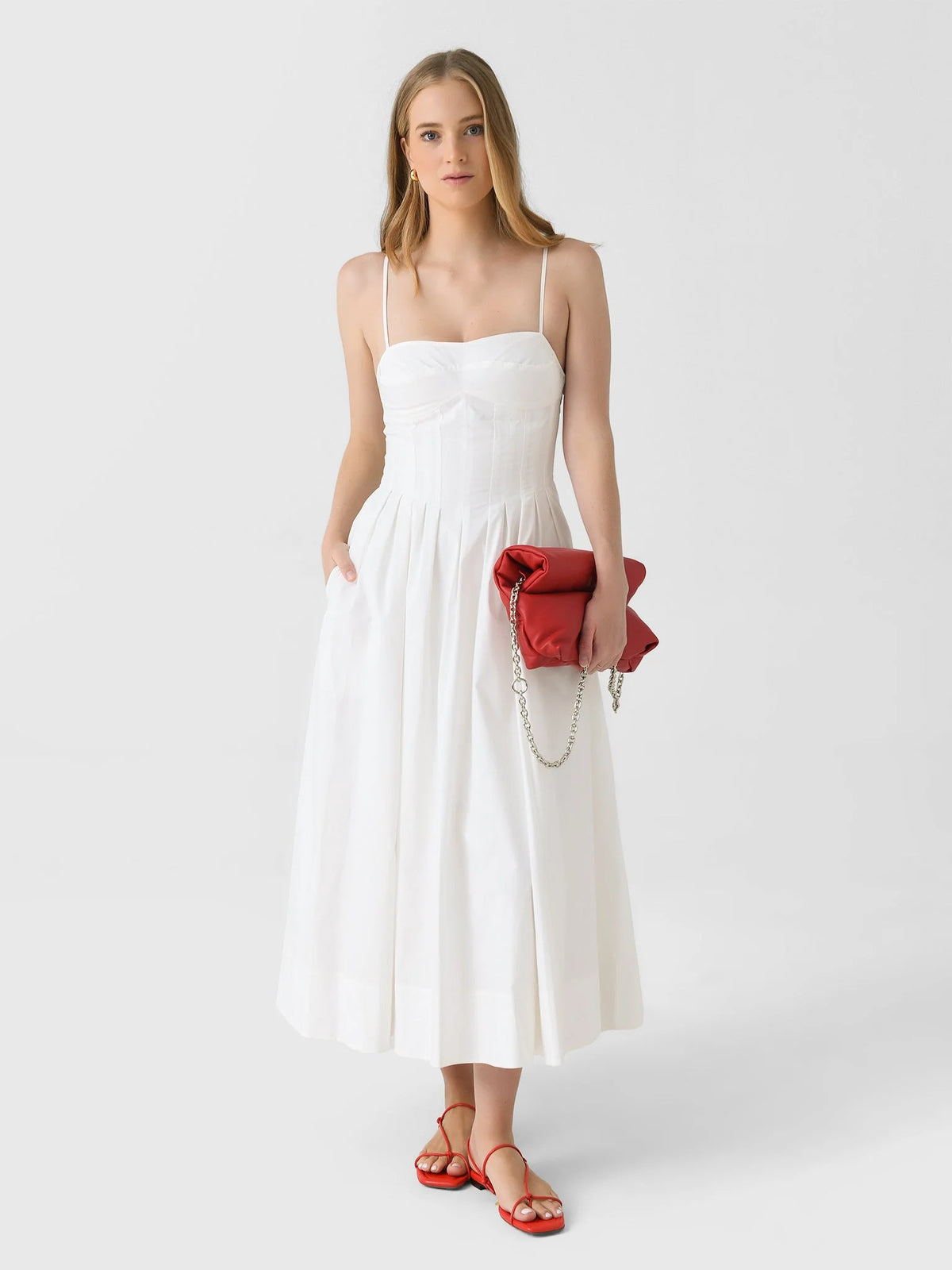 Ele High Waist White Dr JS Beautiful Beach Vaion Gown with Soft Light Filter Built-in Cotton Blend Svel X Ver... - Shellss