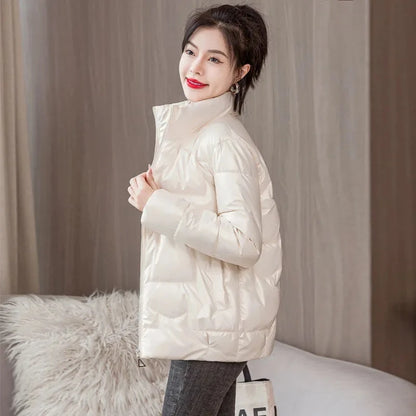 Women's Short Solid color Sustans Down Padded Jacket Women's Slim Fit And Fashion Padded Jacket Solid Color Winter Parka Pink