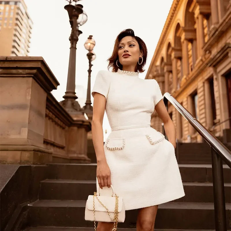 Elegant Beaded Slim Fit Mini Dresses