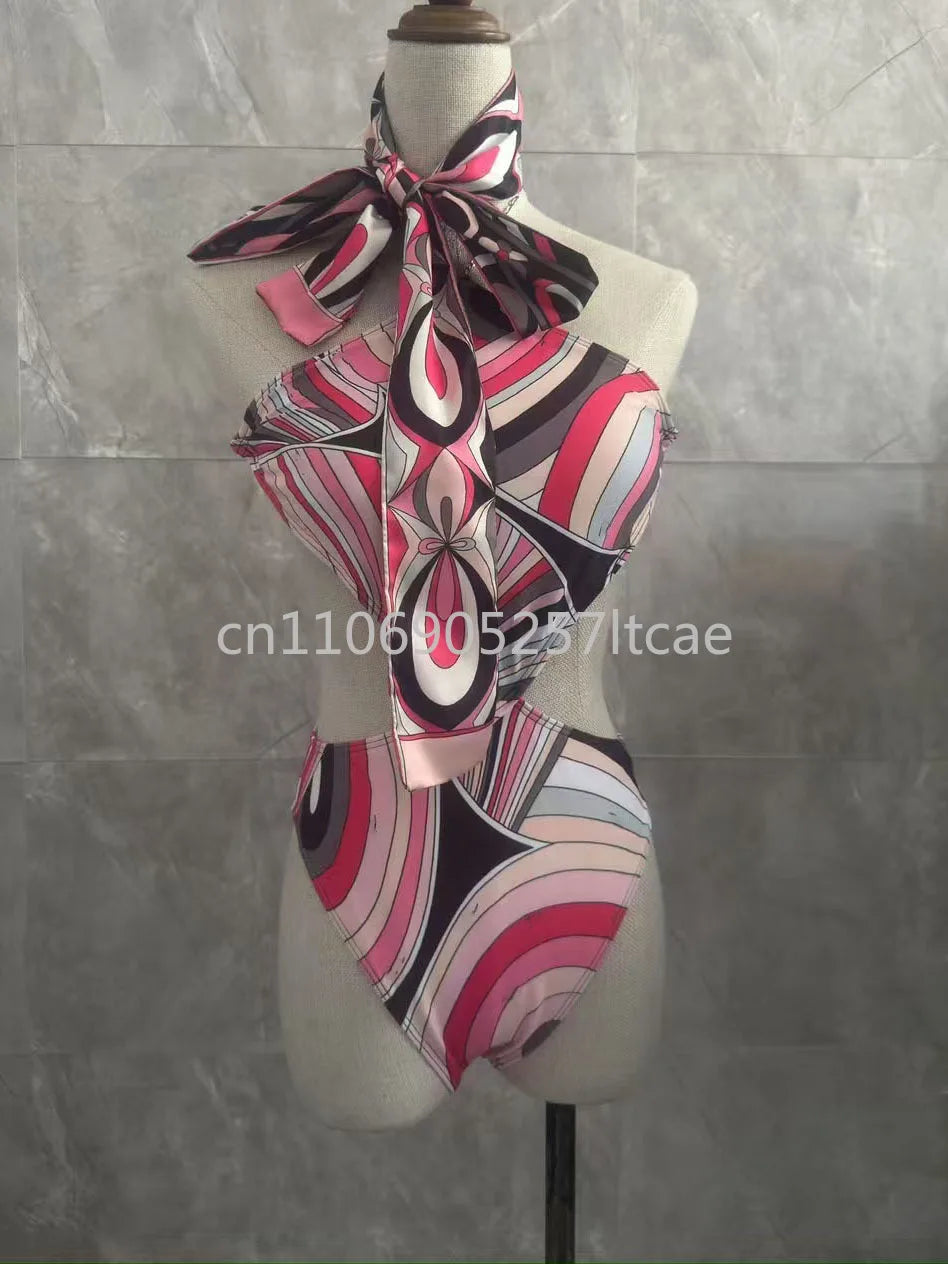 Luxury Design Pink Scarf Swimsuits