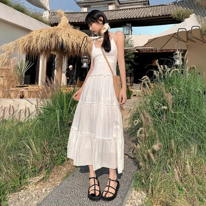 French Summer Waist Cinched A- Line Midi
