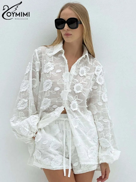 2025 Summer White 2 Piece Sets Casual Jacquard