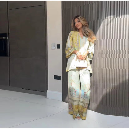 Pants Set Bohemian V-neck