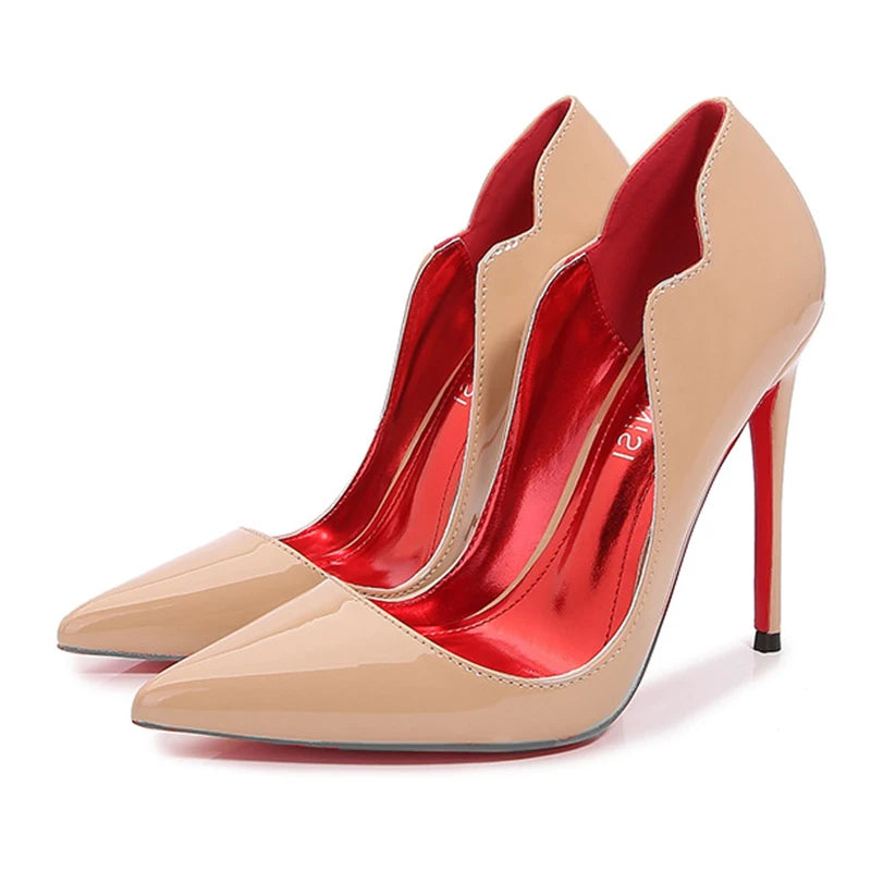 Pumps Stilettos Glossy Patent Side Heels Pumps