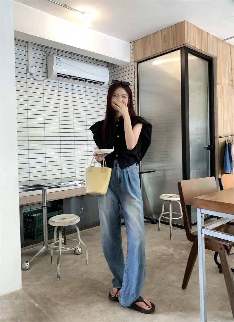 Vintage broad shoulder Crop Top CH
