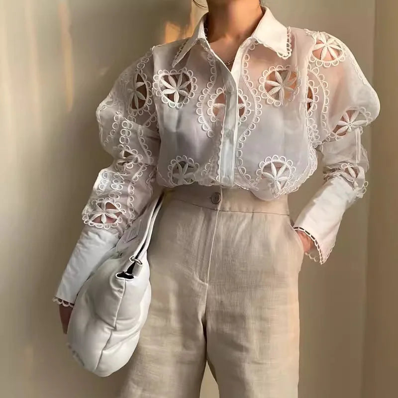 Embroidery lace royal lake como Shirt
