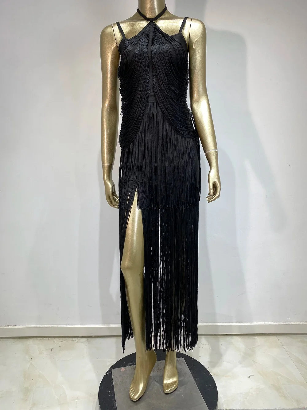 Celebrity Sexy Tassel Green Dress