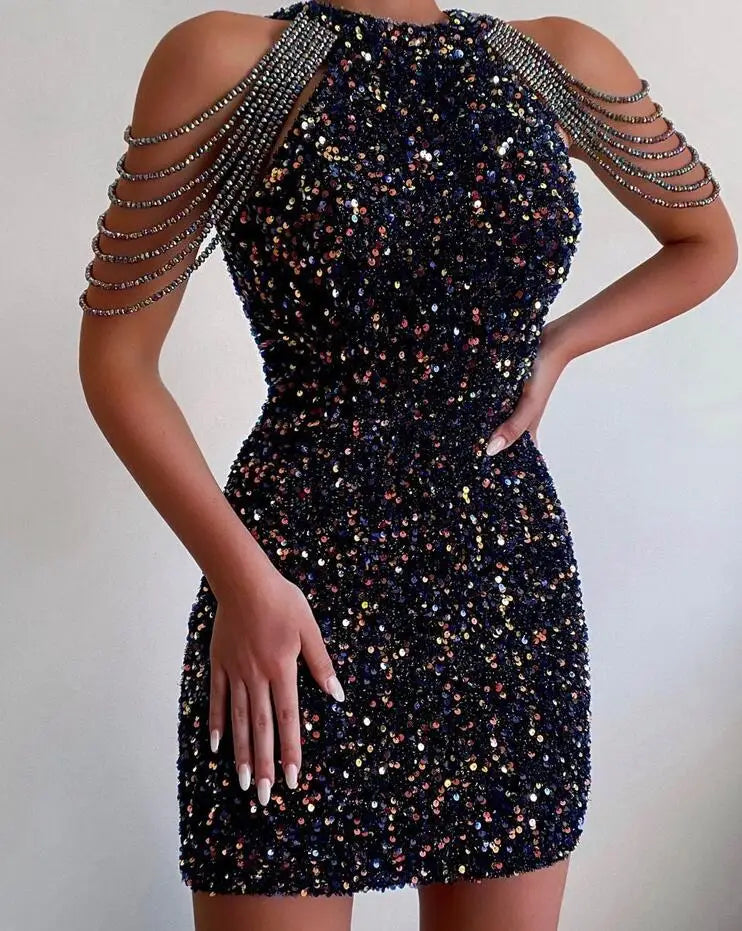 Sequin Sleeveless Slim Fit Dress - Shellss