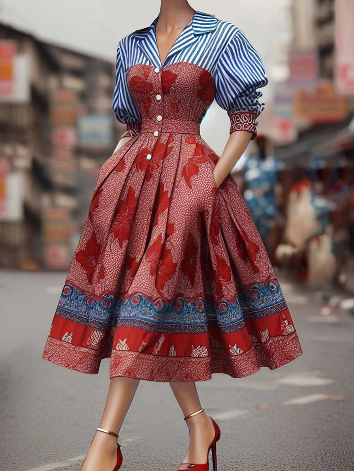 Elegant Striped Floral Patchwork