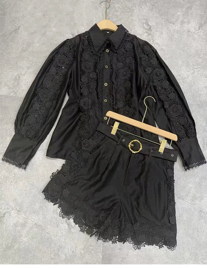 1 Retro Luxury Lace Shorts Set