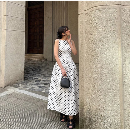 Elegant Women Polka Dot Midi