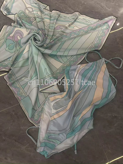 Luxury Design Pink Scarf Swimsuits