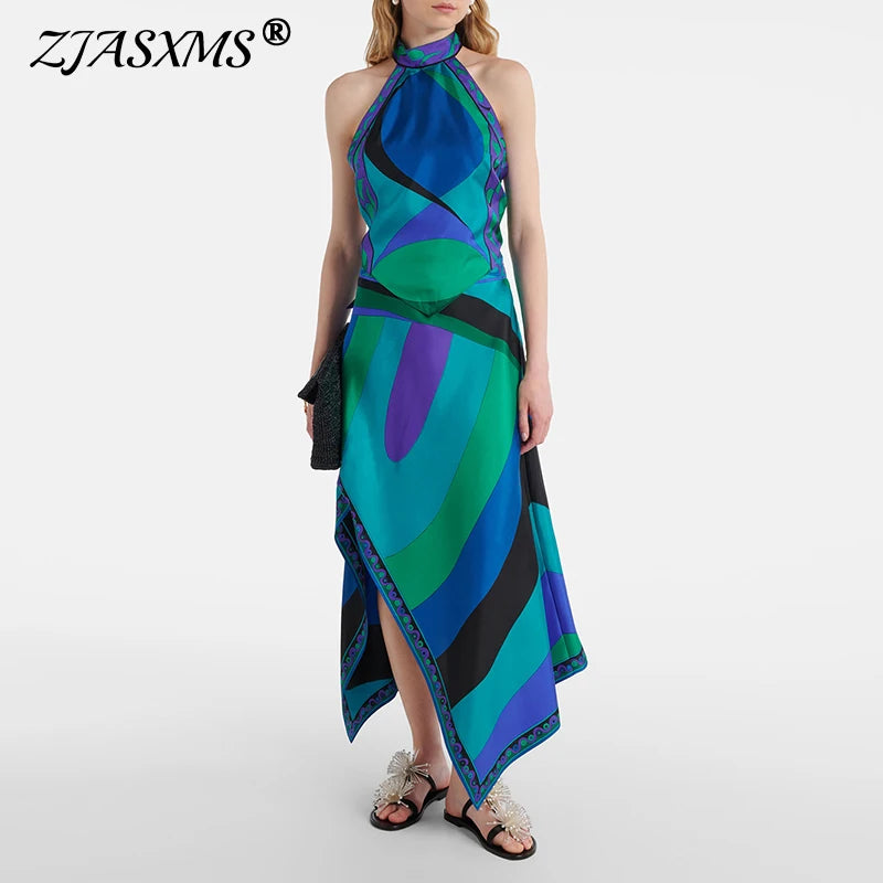 Satin Asymmetrical Skirt Set