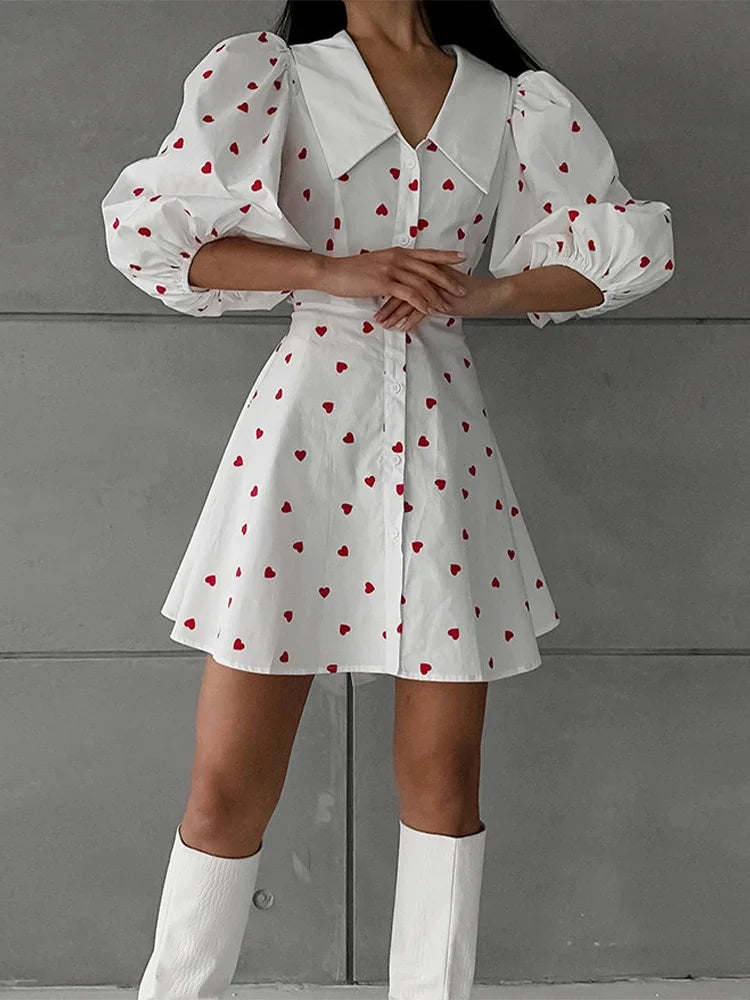 Floral Lotus Leaf Mini Dress