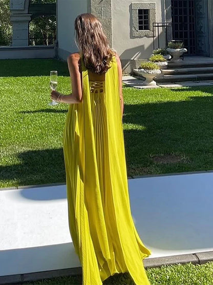 Chic Strapless Ribbon Long Dresses Sexy Backless