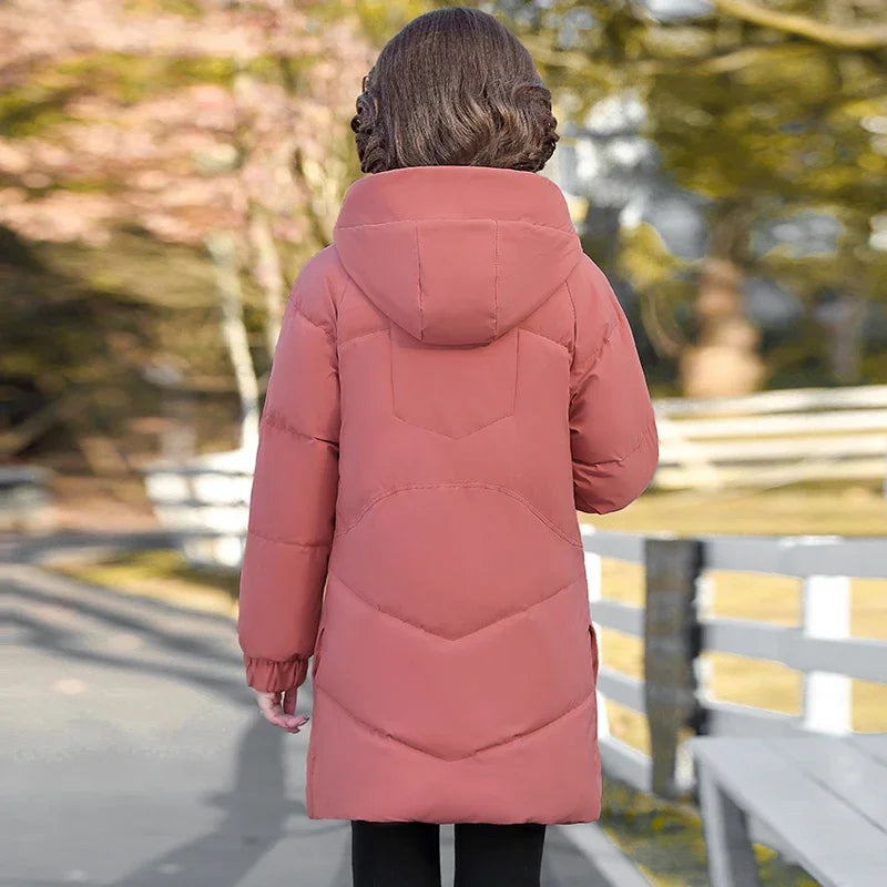 Winter Cotton padded Jacket Hooded solid color fleece thick Parkas Warm Loose Long Overcoat middle aged and Grandma Snow Coat