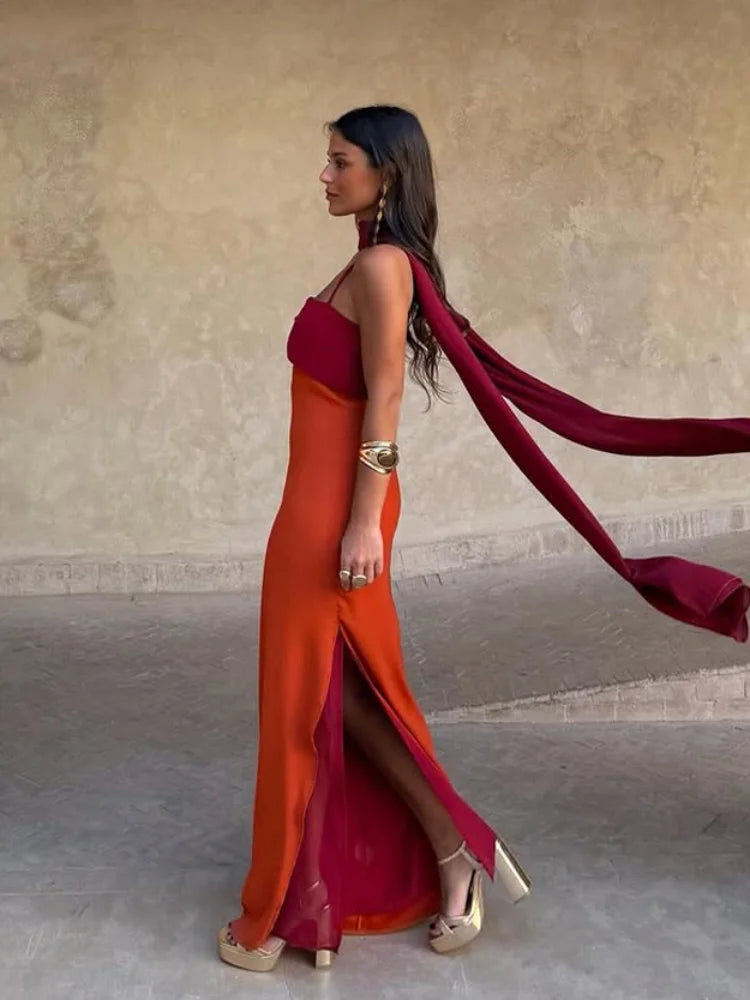 Red orange Scarf Collar