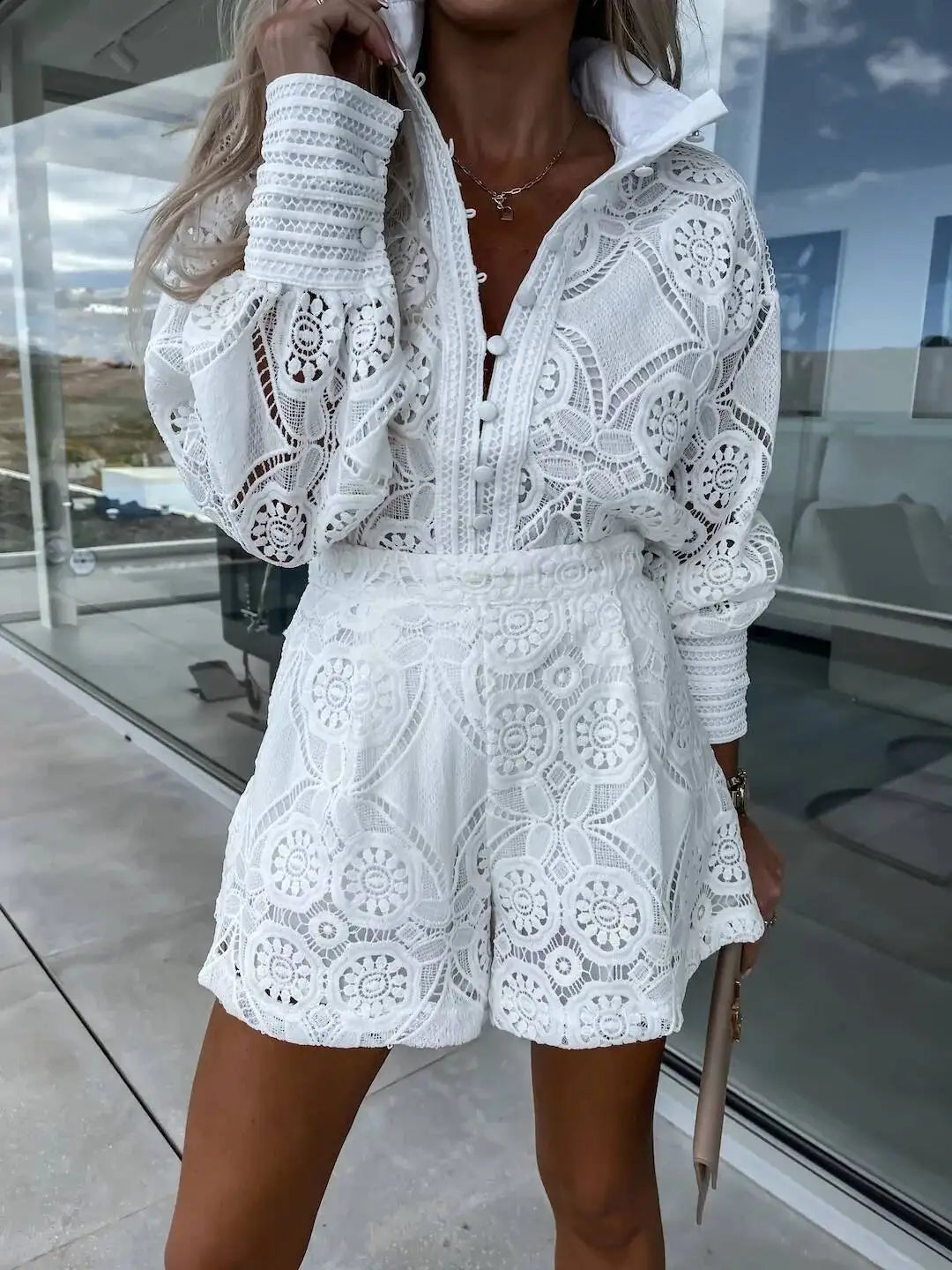 Lace Shorts Two Pieces Set