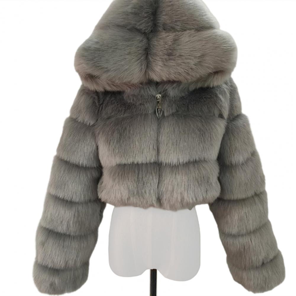 Fur Hooded Zipper Cropped