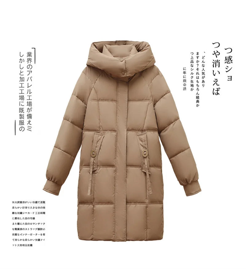 Winter Women Jacket Mid Long Hooded