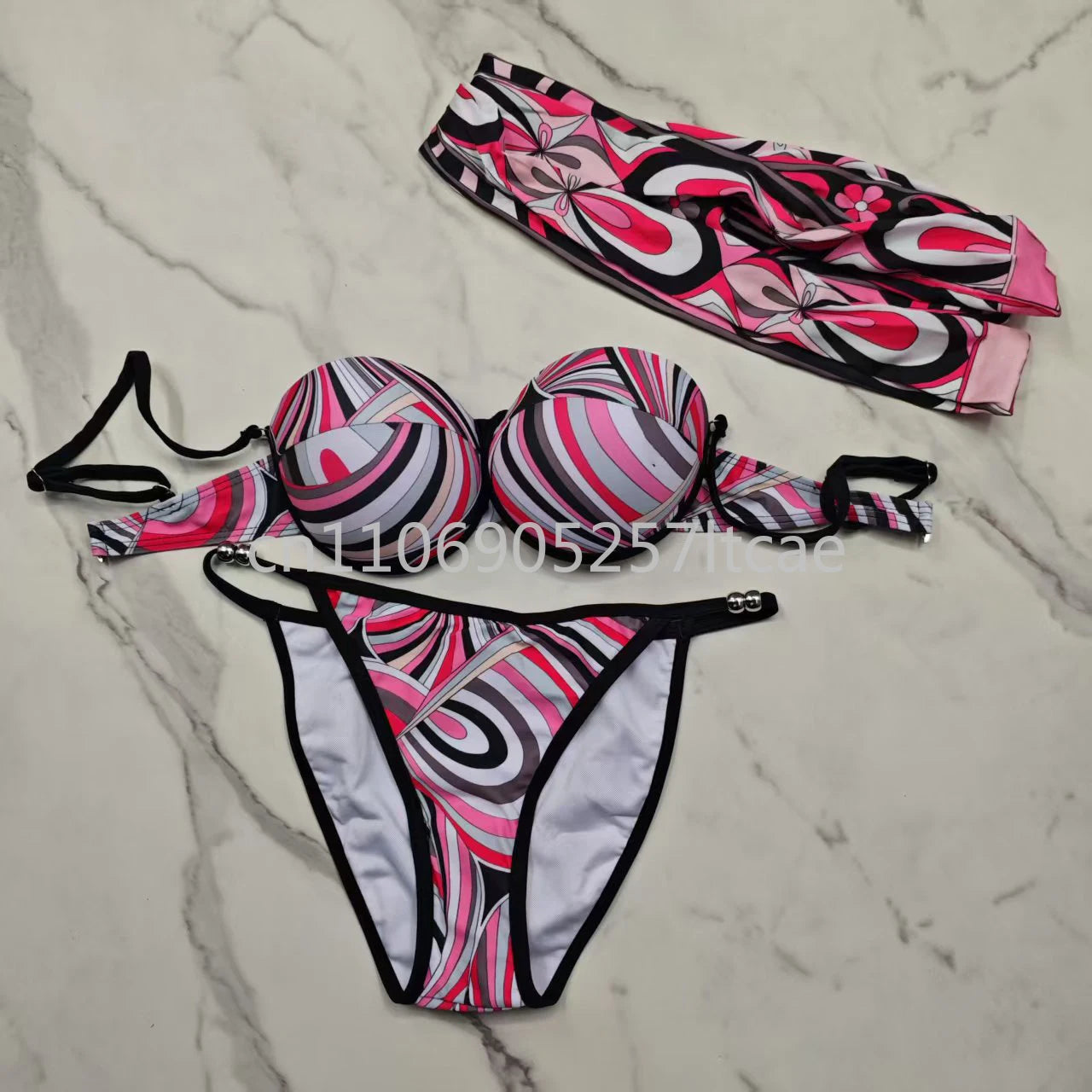 Luxury Design Pink Scarf Swimsuits