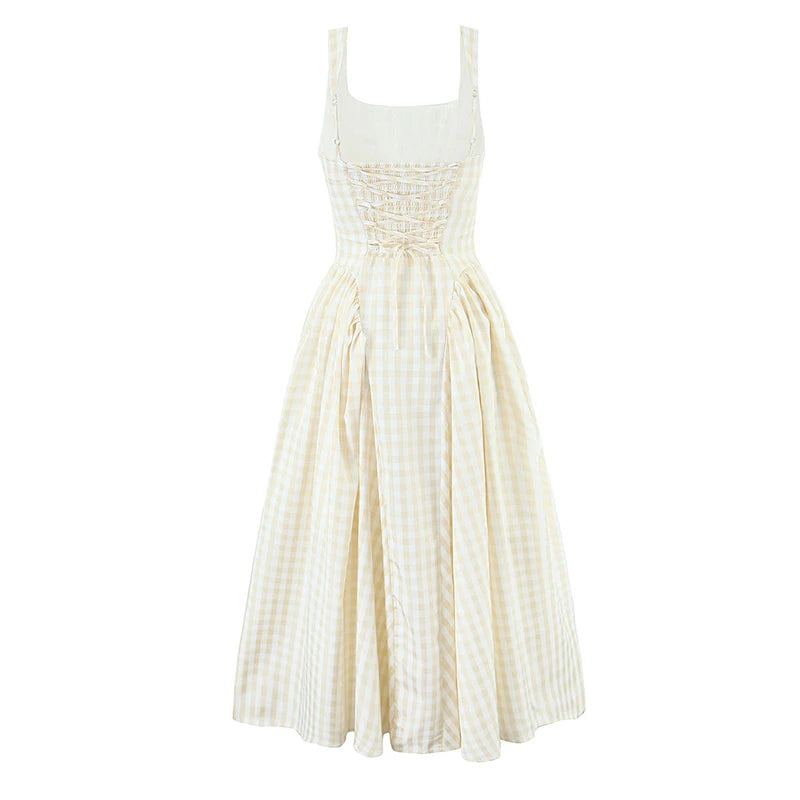 Elegant Laced Pleated Midi Dress