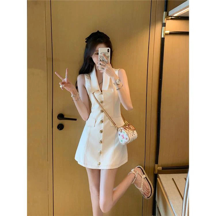 Elegant Button Mini Dress