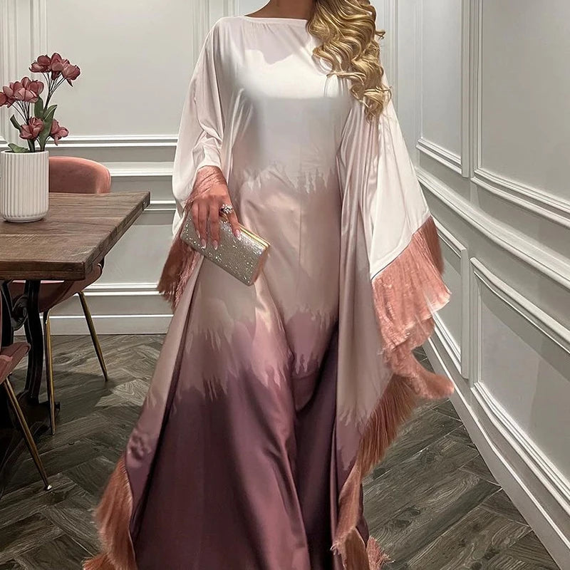 Silk Ramadan Dress Elegant Gradient Modest Modern