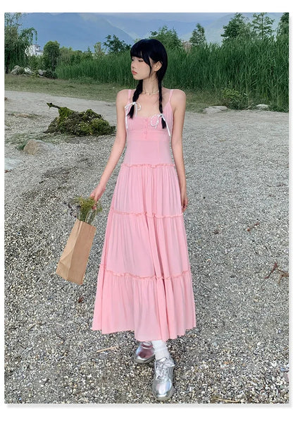 French Summer Waist Cinched A- Line Midi