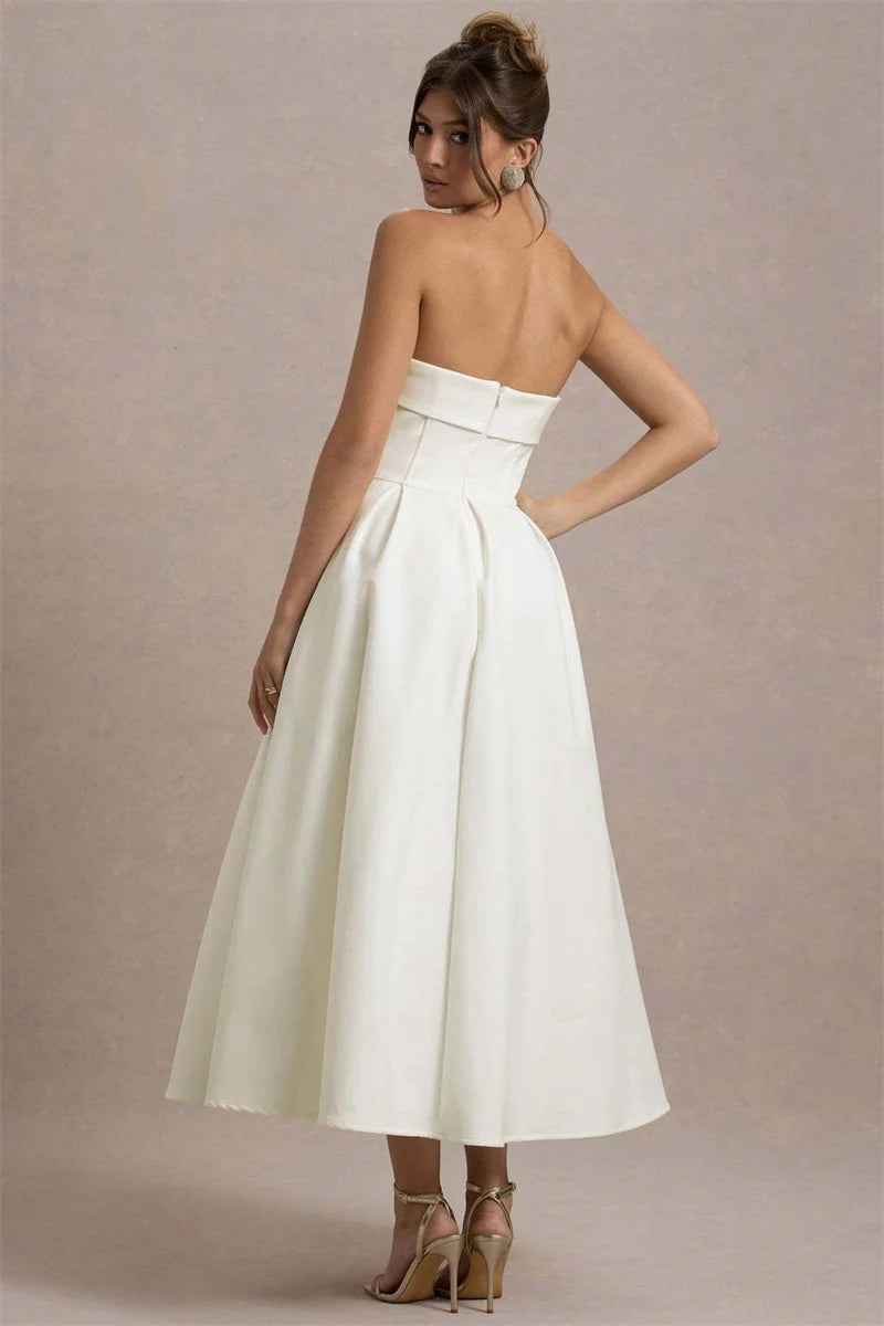 Strapless Midi Dress A-Line - Shellss