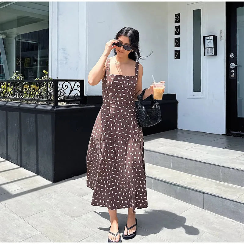 Elegant Women Polka Dot Midi