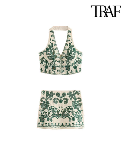 Backless V-Neck set
