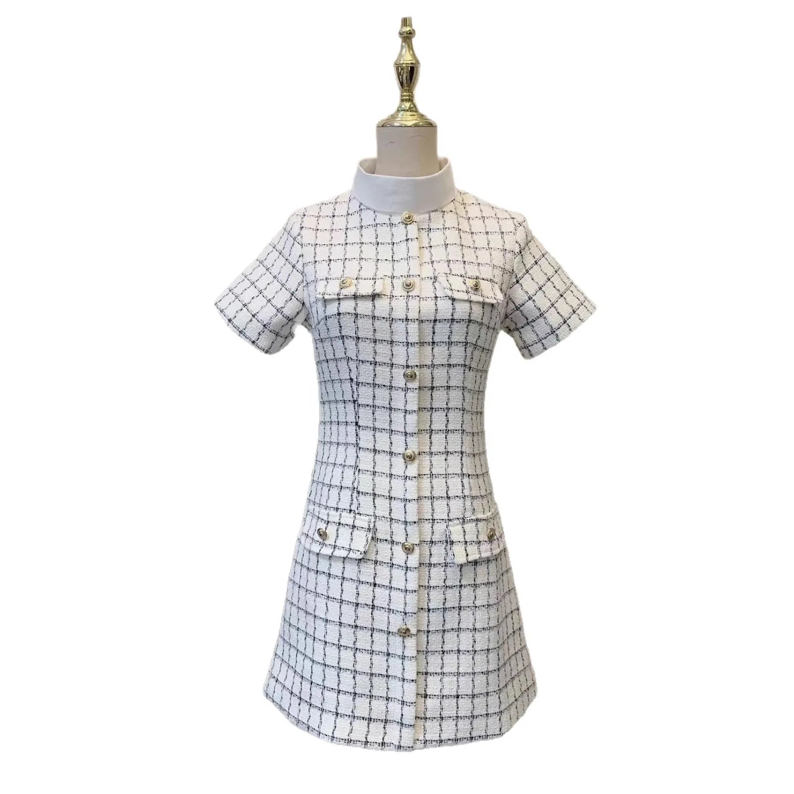 Self Portrait Vibes Check Buttoned Mini clio