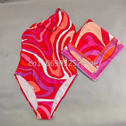 Luxury Design Pink Scarf Swimsuits