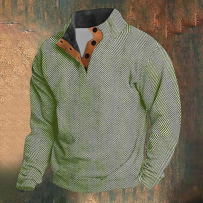 Men'S Autumn Hoodless Vintage Textured Printed Long Sleeve