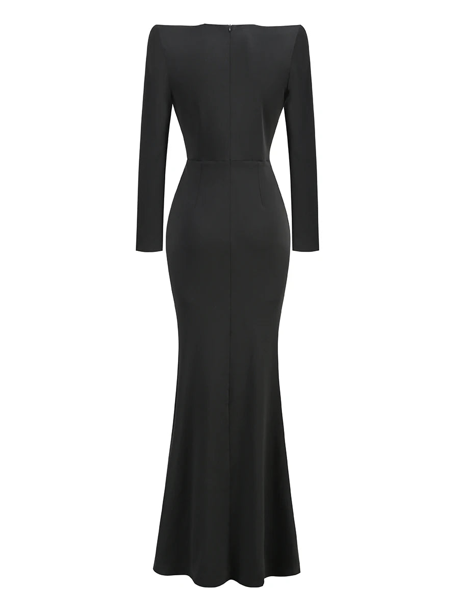 Winter  Red Black Maxi Bodycon Dress - Shellss