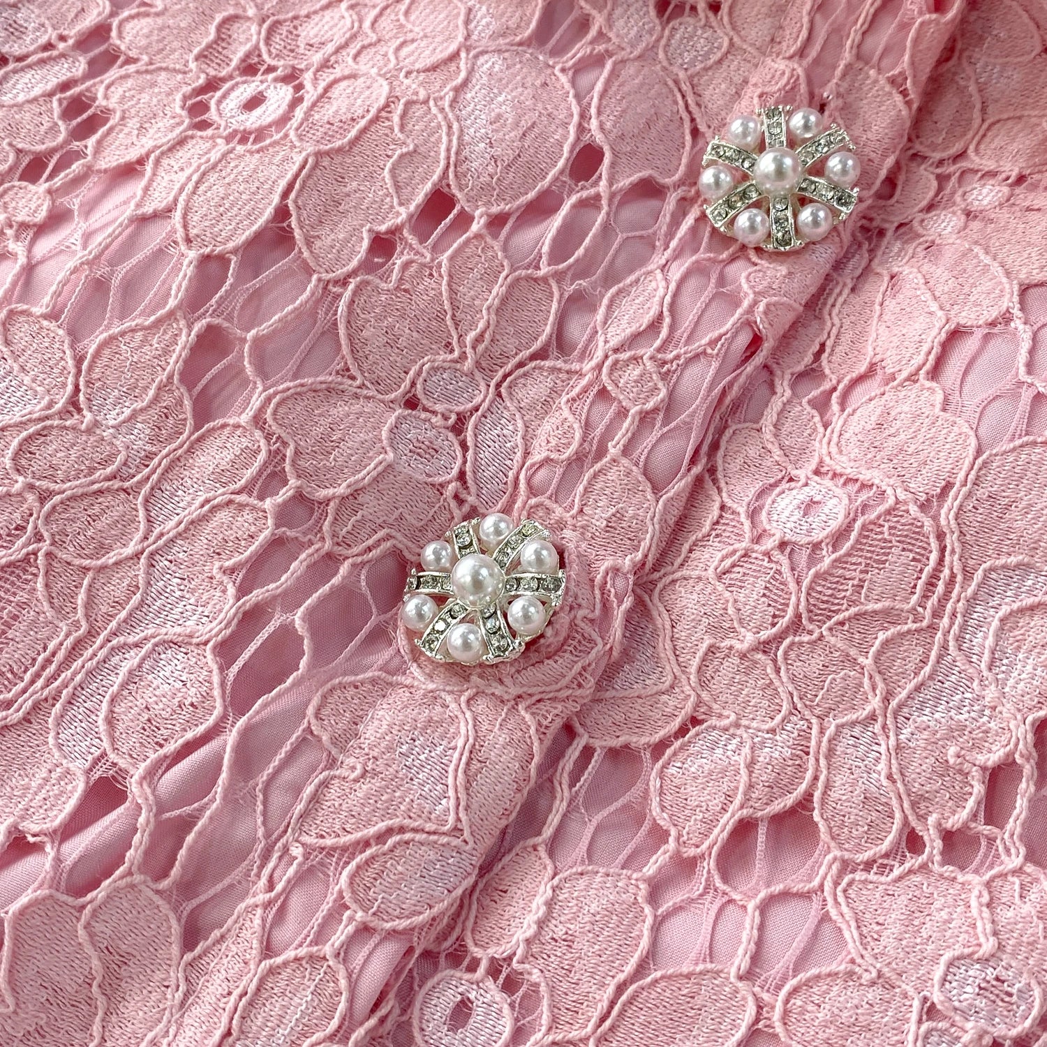 Selfportrait Buttons Diamonds Lace Dress