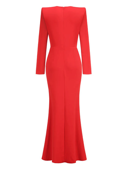 Winter  Red Black Maxi Bodycon Dress