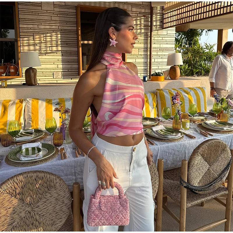 Backless Off Shoulder Vest Set