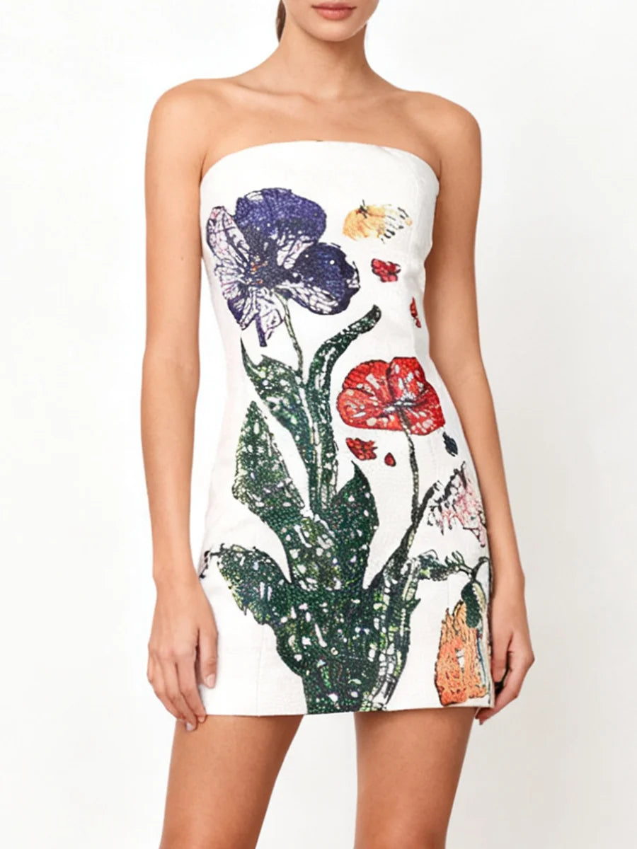 White corset mini floral