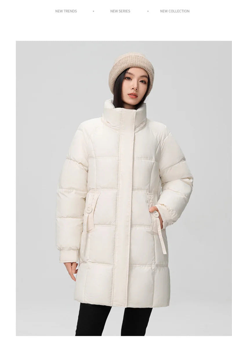 Winter Women Jacket Mid Long Hooded