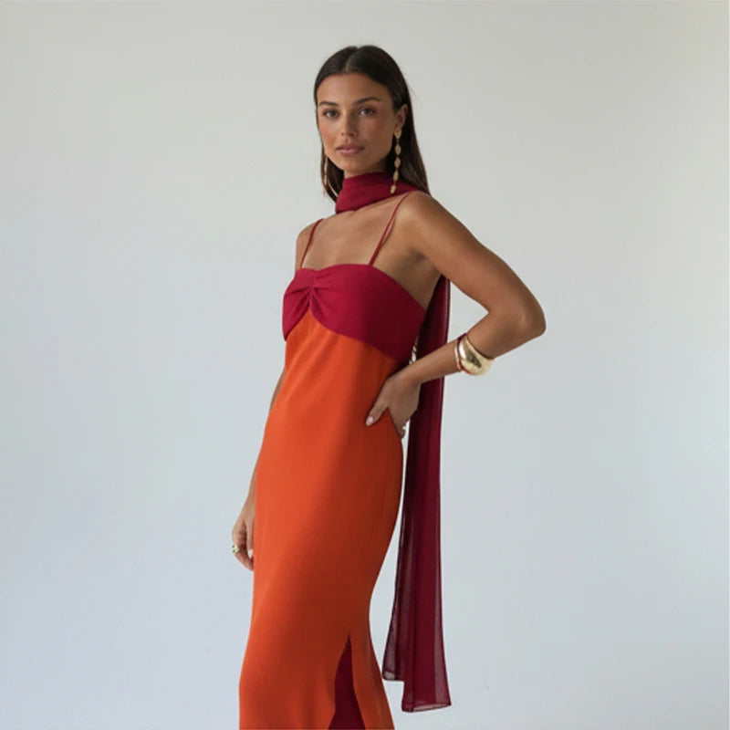 Red orange Scarf Collar