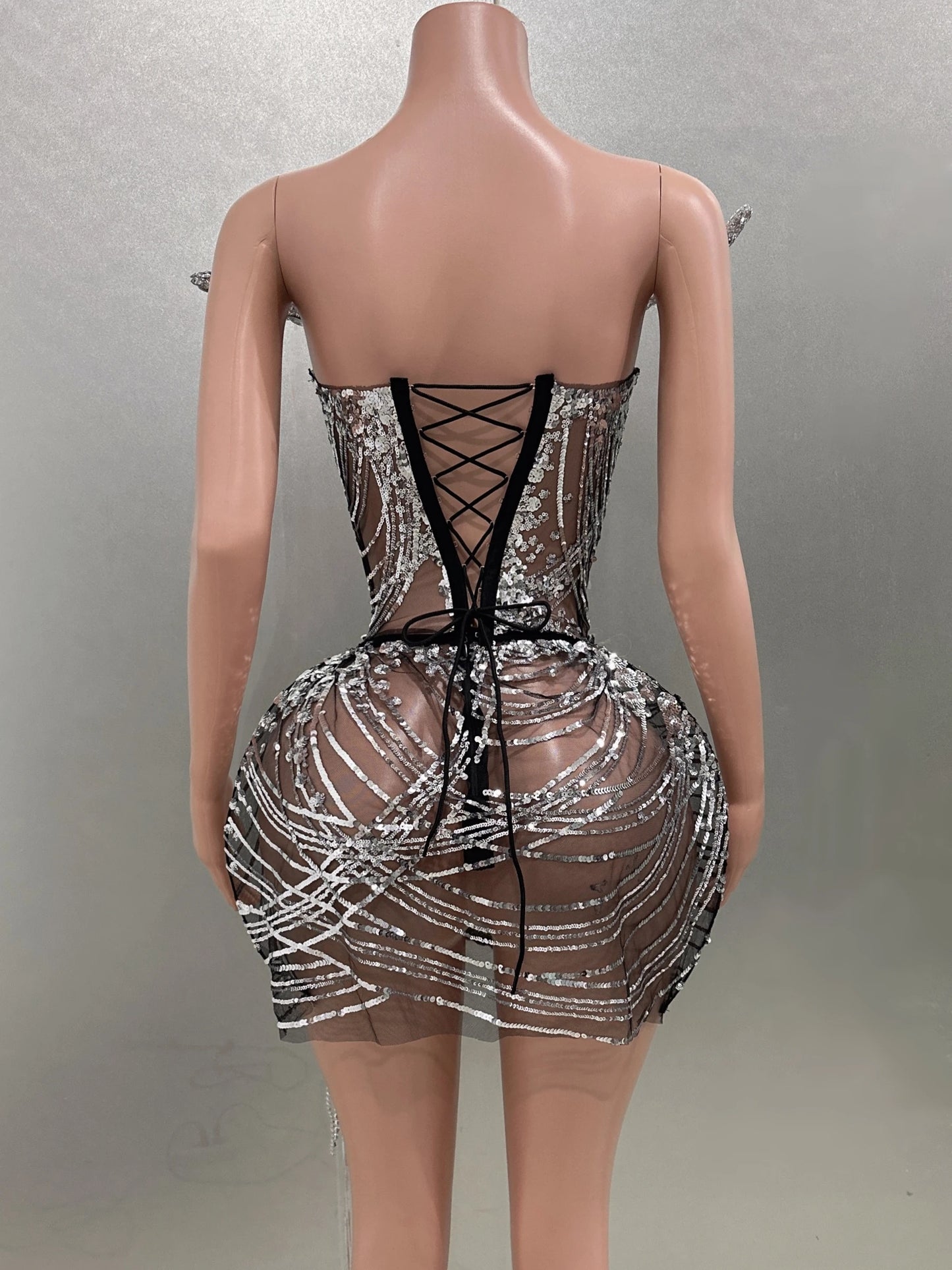 Shinning Tassels Chain Sexy Strapless