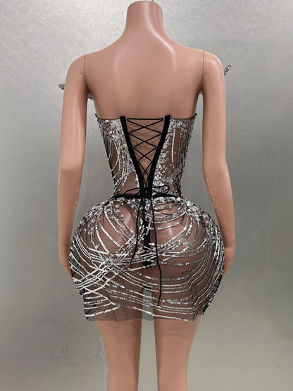 Shinning Tassels Chain Sexy Strapless