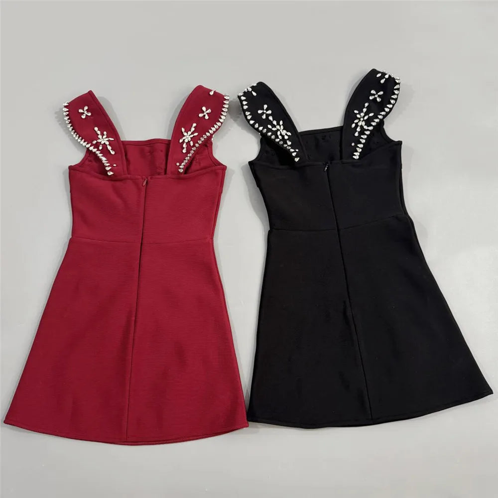 New women's luxurious diamond studded bandage dress sexy socialite banquet party evening dress short skirt medium long skirt