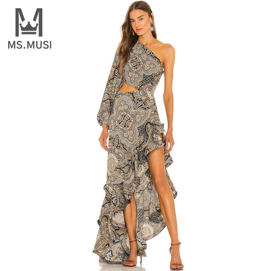 One-Shoulder cut out Sculpted Siren Dress