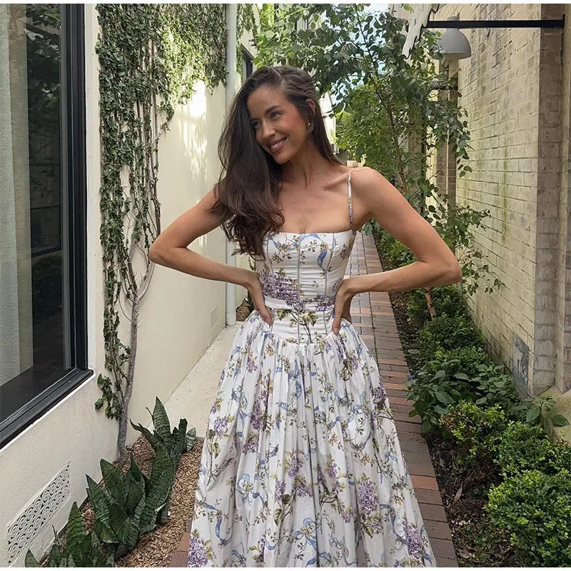 Floral Lotus Leaf Mini Dress