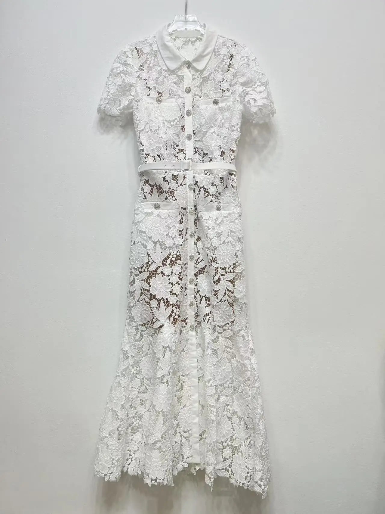 White selfportrait collar lace dress
